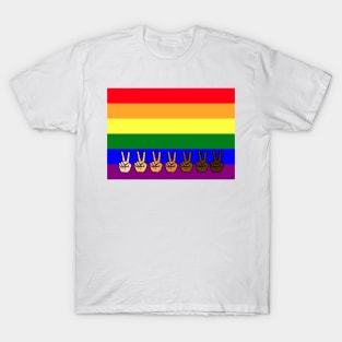 V Sign Peace Gay Rainbow T-Shirt